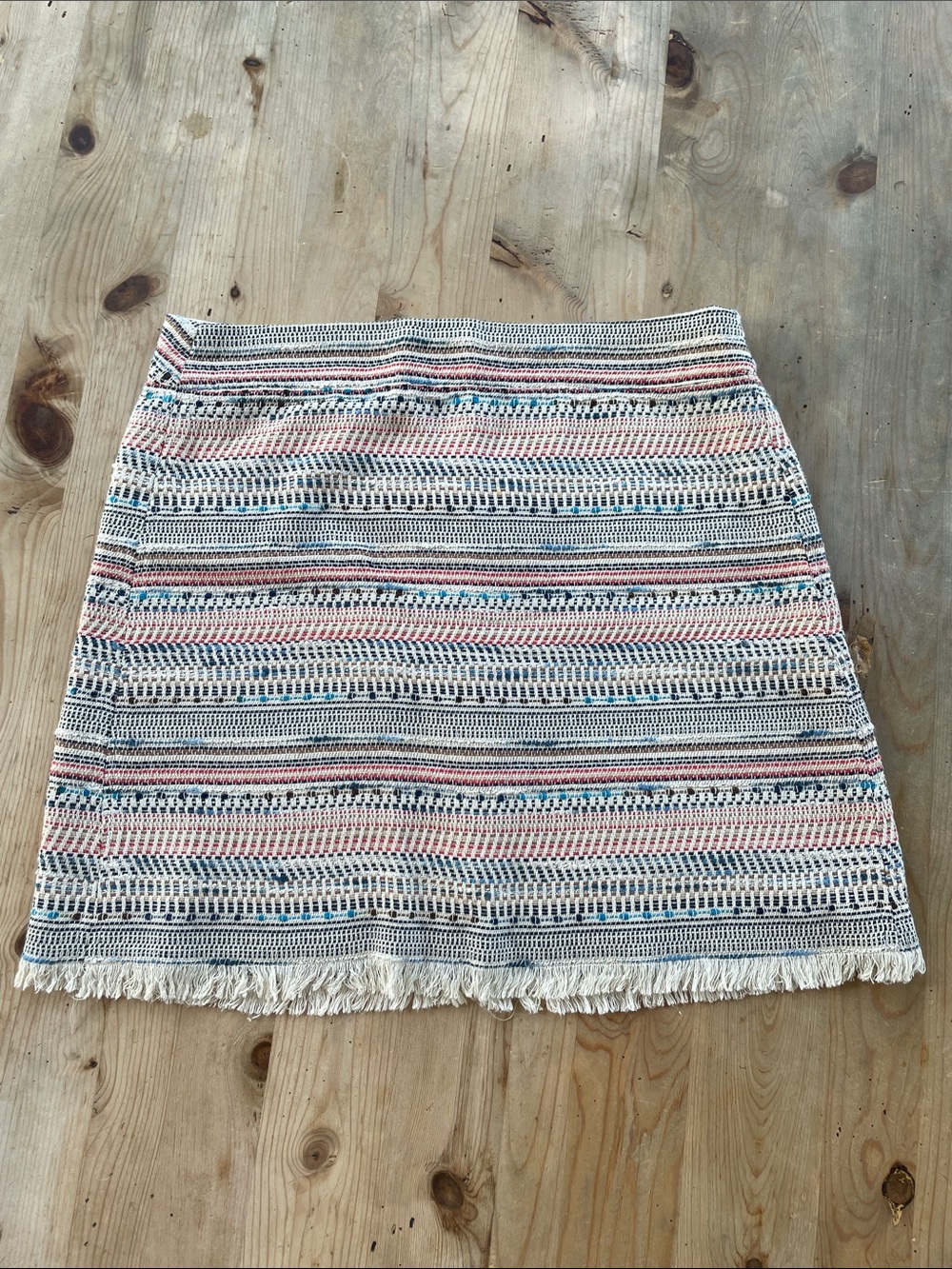 LOFT Boho Striped Fringe Hem Mini Skirt Coastal Resortwear Beach Chic-10